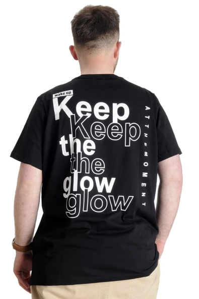 Mode XL Büyük Beden Erkek T-shirt KEEP THE GLOW 23149 Siyah - 2