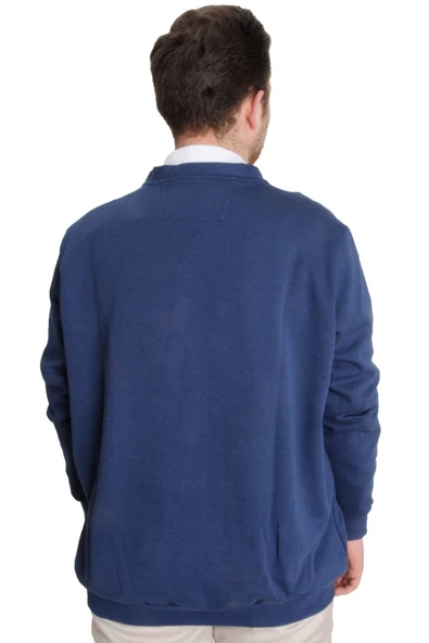 Mode XL Büyük Beden Erkek Hırka Düğmeli DOUBLE FACE 20551 İndigo - 5