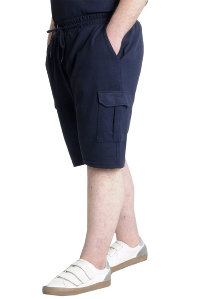 Mode XL Büyük Beden Erkek Şort Kargo Cep WAFFLE 23500 Lacivert - 3
