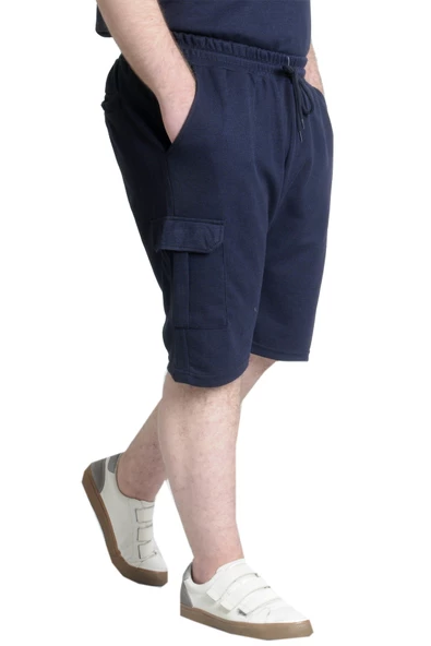 Mode XL Büyük Beden Erkek Şort Kargo Cep WAFFLE 23500 Lacivert - 2