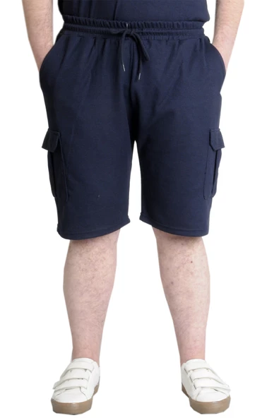 Mode XL Büyük Beden Erkek Şort Kargo Cep WAFFLE 23500 Lacivert