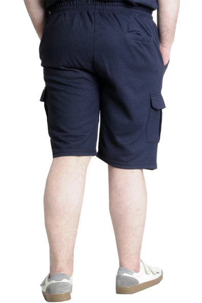 Mode XL Büyük Beden Erkek Şort Kargo Cep WAFFLE 23500 Lacivert - 4