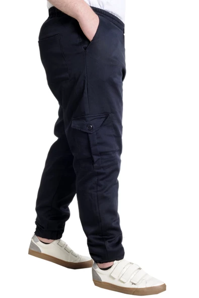 Mode XL Erkek Pantolon Keten Kargo Cep JOGGER BAHAR 23912 Lacivert - Resim 2