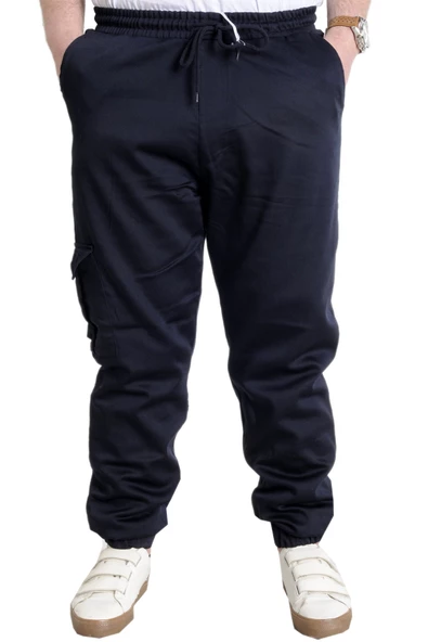Mode XL Erkek Pantolon Keten Kargo Cep JOGGER BAHAR 23912 Lacivert ürün görseli 1