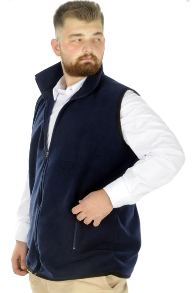 Mode XL Erkek Polar Yelek Dik Yaka Fermuarlı 22549 Lacivert - Resim 2