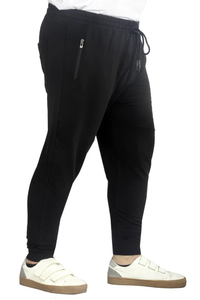 Mode XL Büyük Beden Eşofman Altı DarPaça  Zippered 22501 Siyah - Resim 2