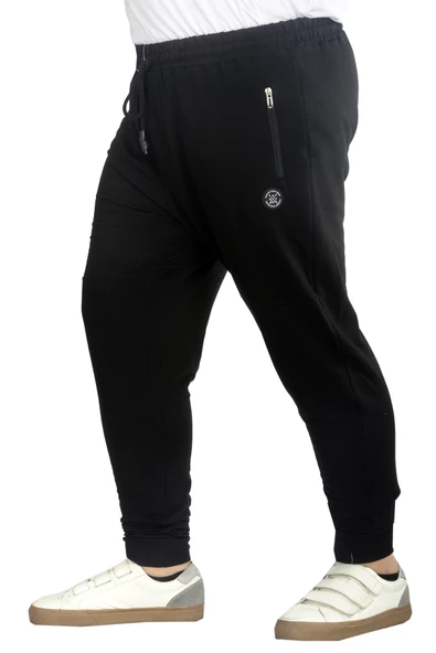 Mode XL Büyük Beden Eşofman Altı DarPaça  Zippered 22501 Siyah ürün görseli 1