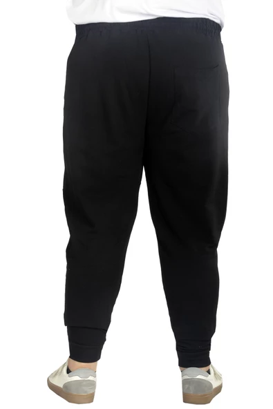 Mode XL Büyük Beden Eşofman Altı DarPaça  Zippered 22501 Siyah - Resim 3