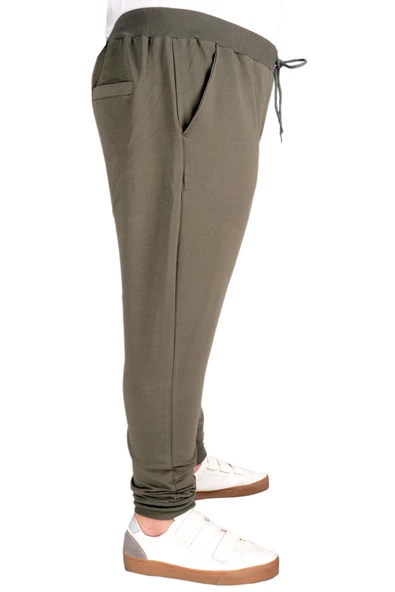 Mode XL Büyük Beden Recycle Eşofman Altı DarPaça B20507 Haki - Resim 3