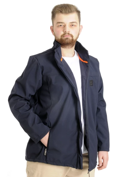 Mode XL Büyük Beden Erkek Mont Waterproof Softshell 21232 Lacivert - Resim 2