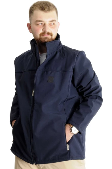 Mode XL Büyük Beden Erkek Mont Waterproof Softshell 21232 Lacivert - Resim 6