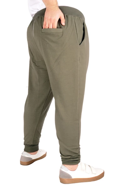 Mode XL Büyük Beden Recycle Eşofman Altı DarPaça B20507 Haki - Resim 5