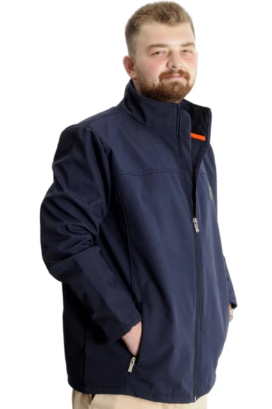Mode XL Büyük Beden Erkek Mont Waterproof Softshell 21232 Lacivert - Resim 7