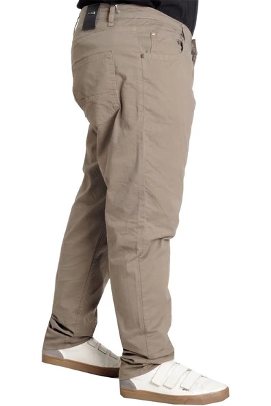 Mode XL Büyük Beden Pantolon Keten 5Cep Milano Classic 20902 Bej - 11