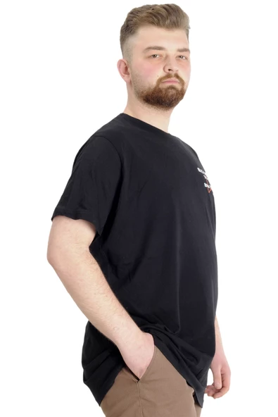 Mode XL Büyük Beden Erkek T-shirt CULTURE 23146 Siyah - Resim 3