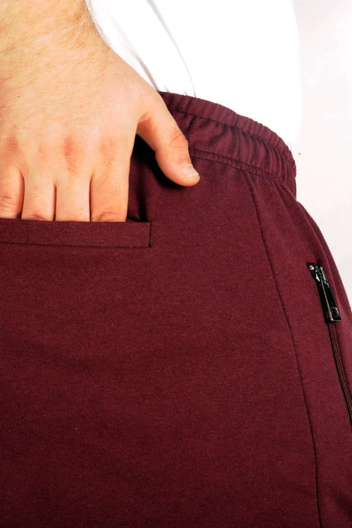 Mode XL Büyük Beden Erkek Esofman Altı Recycle Fermuarlı B21017 Bordo - 8