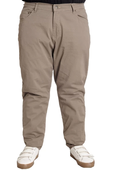 Mode XL Büyük Beden Pantolon Keten 5Cep Milano Classic 20902 Bej - 8