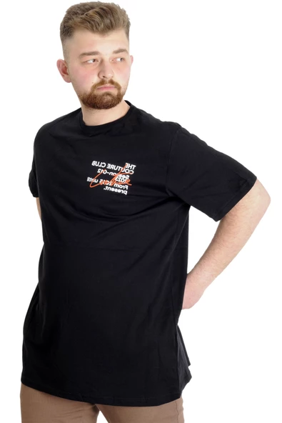 Mode XL Büyük Beden Erkek T-shirt CULTURE 23146 Siyah - Resim 2
