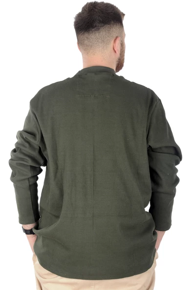 Mode XL Büyük Beden Uzun Kol Yarım Balıkçı Kazak 22558 Haki - 4