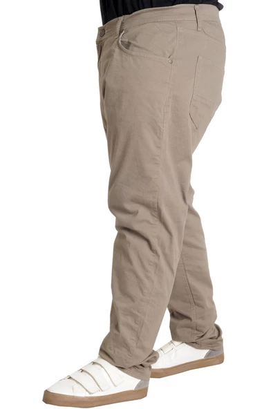 Mode XL Büyük Beden Pantolon Keten 5Cep Milano Classic 20902 Bej - 10