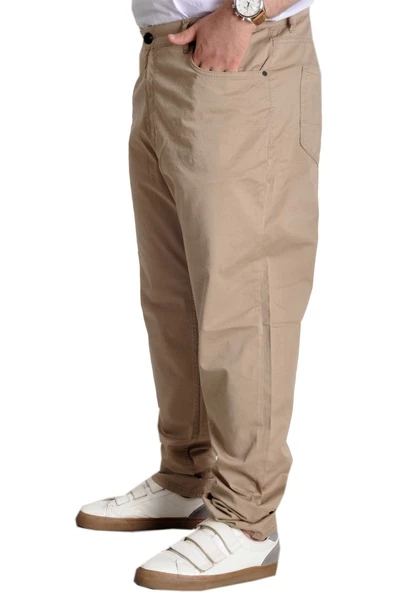 Mode XL Büyük Beden Pantolon Keten 5Cep Milano Classic 20902 Bej - 6