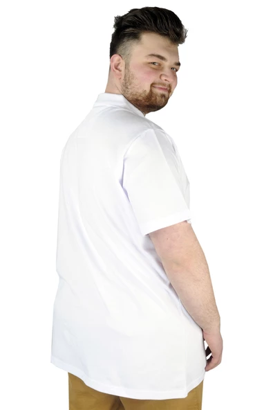 Mode XL T-Shirt Polo Yaka Cepli Klasik 20550 Beyaz - 6