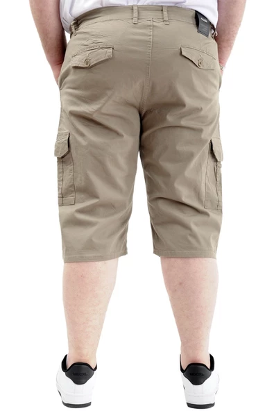 Mode XL Büyük Beden Erkek Kapri Klasik 21401 Bej - Resim 8