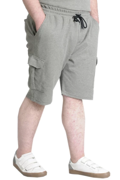 Mode XL Büyük Beden Erkek Şort Kargo Cep WAFFLE 23500 Haki - Resim 2