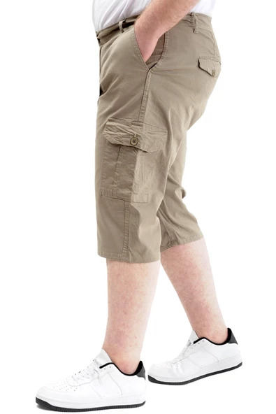 Mode XL Büyük Beden Erkek Kapri Klasik 21401 Bej - Resim 3