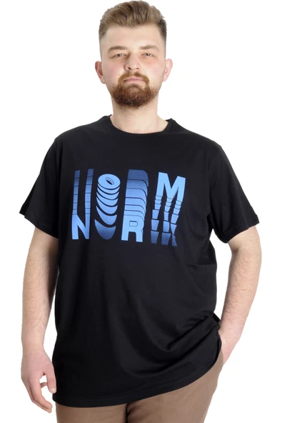 Mode XL Büyük Beden Erkek T-shirt  NORM 23147 Siyah