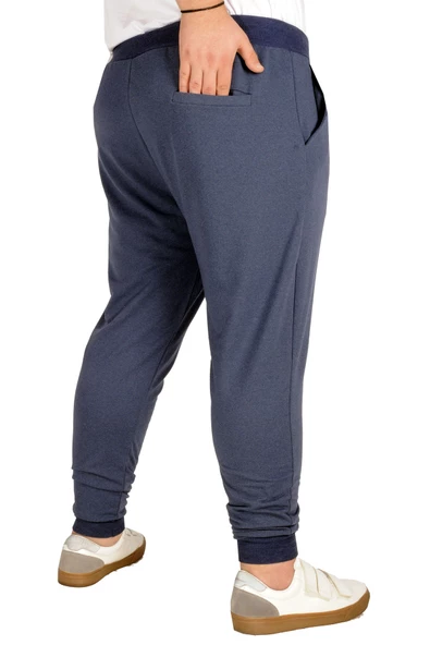 Mode XL Büyük Beden Recycle Eşofman Altı DarPaça B20507 İndigo - Resim 3