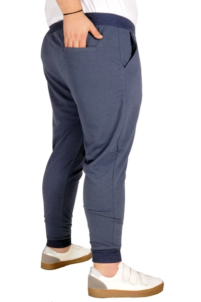 Mode XL Büyük Beden Recycle Eşofman Altı DarPaça B20507 İndigo - Resim 6