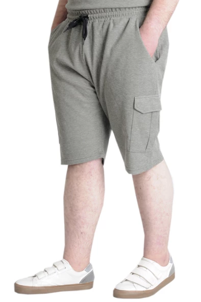 Mode XL Büyük Beden Erkek Şort Kargo Cep WAFFLE 23500 Haki - Resim 3