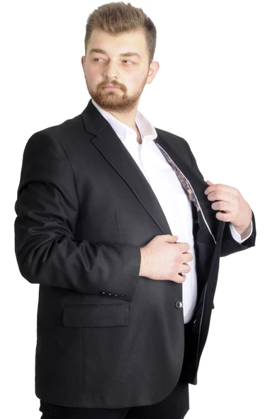 Mode XL Büyük Beden Erkek Ceket Blazer Perfetto Plus 21022 Siyah - 3