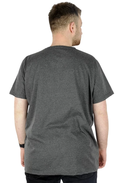 Mode XL Büyük Beden Tshirt V Yaka 20032 Antrasit - Resim 6