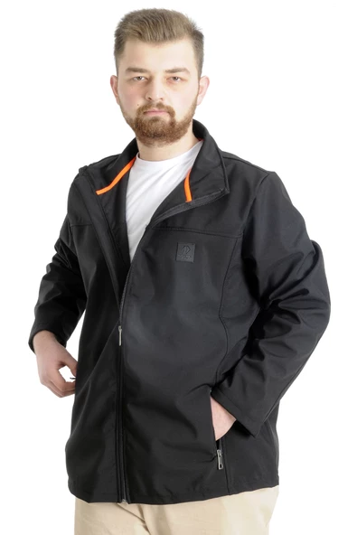 Mode XL Büyük Beden Erkek Mont Waterproof Softshell 21232 Siyah - 2