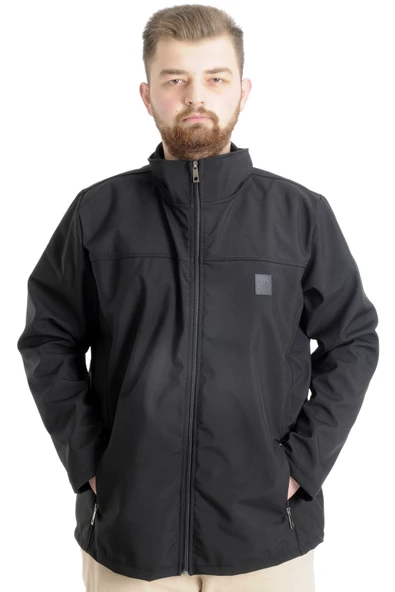 Mode XL Büyük Beden Erkek Mont Waterproof Softshell 21232 Siyah - 3