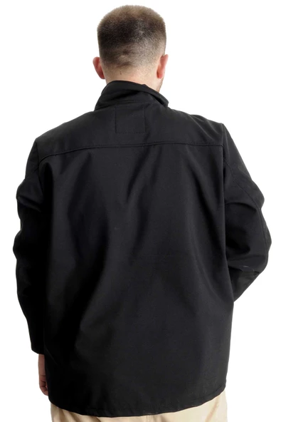 Mode XL Büyük Beden Erkek Mont Waterproof Softshell 21232 Siyah - 8