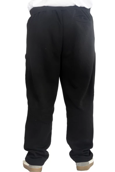 Mode XL Büyük Beden Eşofman Altı Fermuarlı Düz Paça 22507 Siyah - Resim 4