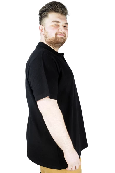 Mode XL T-Shirt Polo Yaka Cepli Klasik 20550 Siyah - Resim 5