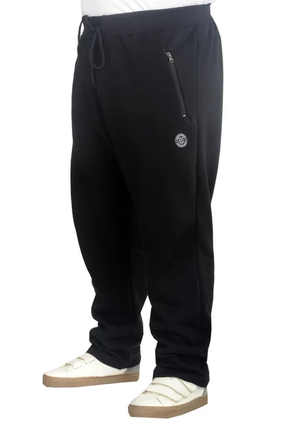 Mode XL Büyük Beden Eşofman Altı Fermuarlı Düz Paça 22507 Siyah - Resim 6