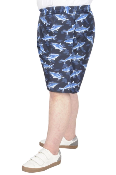 Mode XL Büyük Beden Deniz Şortu Desenli 22450 İndigo - Resim 3