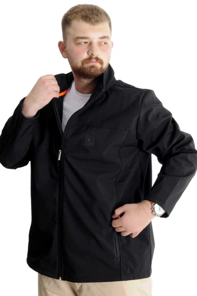 Mode XL Büyük Beden Erkek Mont Waterproof Softshell 21232 Siyah - 10