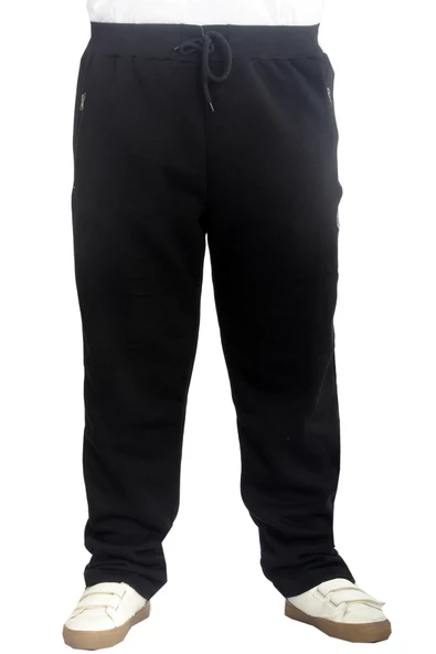 Mode XL Büyük Beden Eşofman Altı Fermuarlı Düz Paça 22507 Siyah ürün görseli