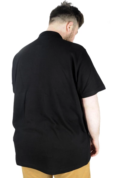 Mode XL T-Shirt Polo Yaka Cepli Klasik 20550 Siyah - Resim 3
