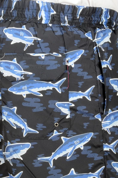 Mode XL Büyük Beden Deniz Şortu Desenli 22450 İndigo - Resim 4