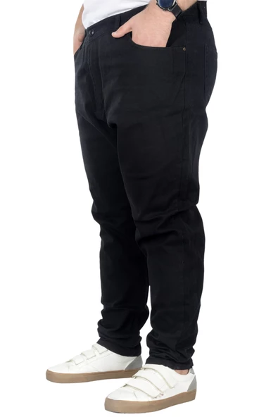 Mode XL Büyük Beden Pantolon Gabardin Jogger Doğa 22920 Siyah - Resim 3