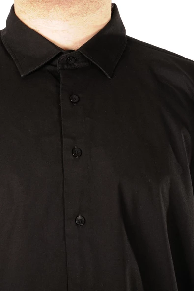 Mode XL Büyük Beden Erkek Klasik Gömlek Likralı 20351 Siyah - Resim 8