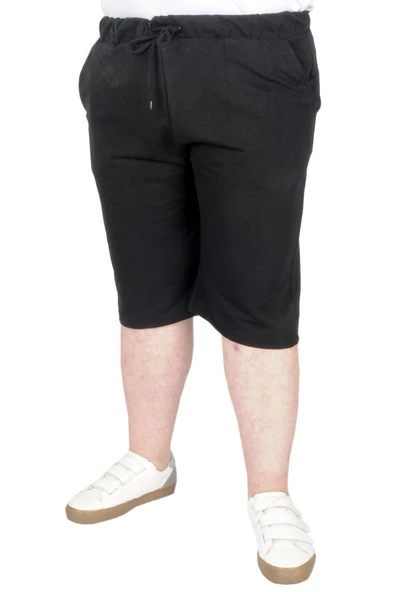 Mode XL Büyük Beden Kapri Straight Recycle Basic B20506 Siyah - 5