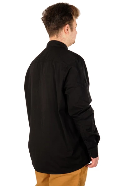 Mode XL Büyük Beden Erkek Klasik Gömlek Likralı 20351 Siyah - Resim 7